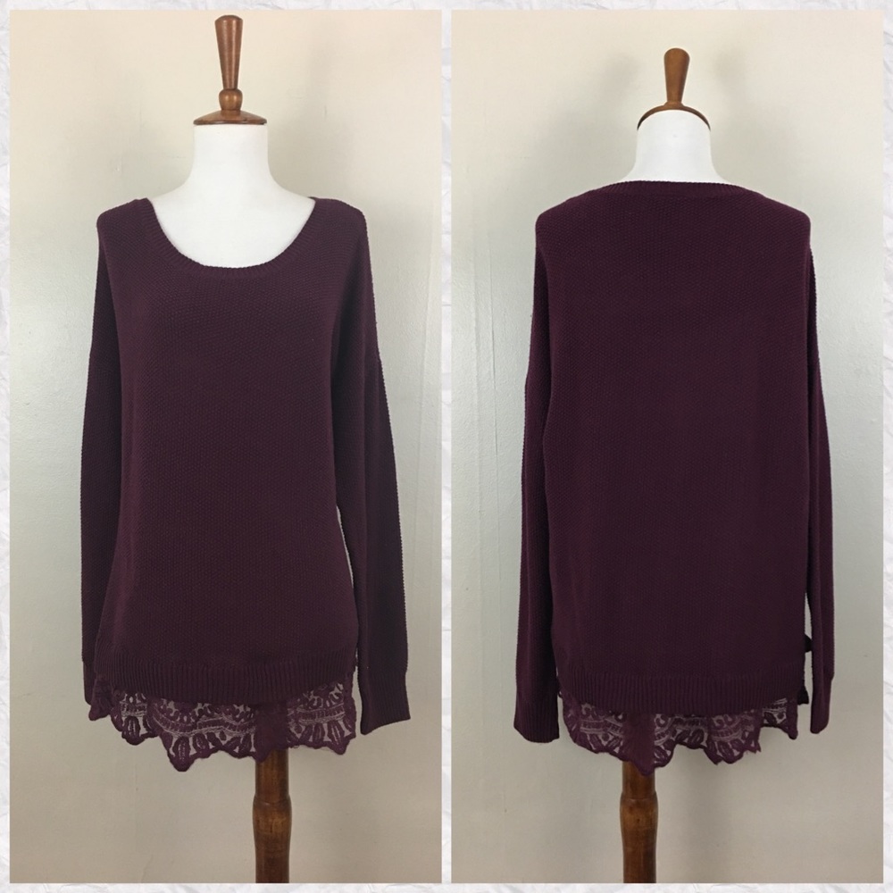 ❌SOLD❌Torrid Burgundy Textured Sweater - Picture 3 of 8